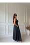Women's Lace Detailed Flared Off-The-Shoulder Slit Crepe Dress - 6