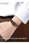 Womens Leather Strap Quartz Watch Analog Rectangle Dial Waterproof Fashion Simple Wristwatch Gift for Ladies Brown - 8