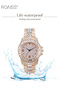 3PCS Women's Steel Strap Bracelet Watch Set Analog Display Round Dial Quartz Watch with Bracelets Rhinestones Decoration Luxurious Wristwatch Gift for Women Rose Gold - 3
