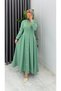 Women's Green Hijab Stylish Elegant Dabıl Crepe Fabric Asel Model Dress
