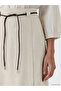 Gencc Quality Linen Blend Skirt with Belted Waist - 4