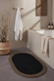 Luke Black Oval Single Bathroom Mat Washable Hand Woven Knitted Decorative Toilet Mat