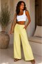 Women's Fabric Embossed Detailed Loose-Fitting Trousers with Wide Legs and Lace-Up Front, Stylish Twist Detail - 7