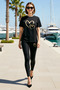 Women's Plus Size Heart Printed Short Sleeve Crew Neck Tight Leg Combed Cotton Knitted Casual Set Daily Modern