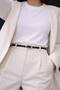 Women's Thin Belt Set of 4 Seyah White Tan Brown Faux Leather with Gold Buckle - 5
