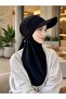 Black Hat with Terry Cloth and Adjustable Straps, Sporty Sea - Pool Cap, Suitable for Daily Use. - 3