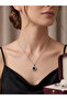 26Kly108 - Black Silver Clover Necklace - 2