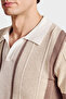 Buttonless Striped Linen Blend Short Sleeve Polo Collar Sweater Men's Polo Collar Sweater Bb - 4