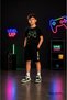 Summer Game on Printed Boys' Black Shorts and Black T-Shirt Set
