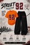 92 Urban Kids Printed Children's Black Bottom Tracksuit Set - T-Shirt & Sweatpants 2-Piece Combination |   Trendy Tracksuit Set for Ages 3-12