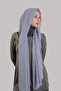 Gray Practical Ready-To-Wear Shawl Patterned Chiffon Hijab Bonnet 2415_15 - 2