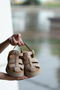 Bello Genuine Leather Ankle Strap Flat Heeled Orthopedic Comfortable Women's Sandals Real Leather Beige - 8