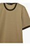 Short Sleeve Ribbed Cotton T-Shirt with Crew Neck and Slim Fit - 5