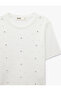 Crew Neck Short Sleeve Pearl Floral Knit Sweater - 5