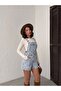 Ice Snow Garden Side Button Detail Kangaroo Pocket Shorts Overalls