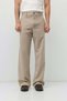 High waist relaxed wide leg fabric pants beige