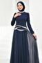 فستان سهرة مطرز باللون الأزرق الداكن - 2