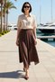 Women's Plus Size Asymmetrical Maxi Skirt with Slit Detail, Viscose Woven, Casual Comfortable Cut, Modern - 3