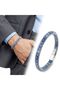 Blue Aventurine Natural Stone Wicker Mesh Chain Men's Steel Bracelet - 21 cm