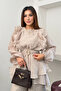 Tensel Modal Fabric Flounce and Belted Blouse and Trouser Set 080 - Beige - 4