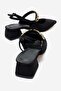 Chain-Embellished Heeled Shoes with Piping Black Zra - 4