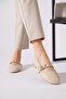 Terdas belt scarf troklu women's flat shoes beige wrinkled