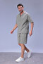 Men's Comfortable Fit Linen Shirt with Pockets and Elastic Waist Shorts Summer Oversize Set - 2