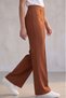 Brick Red Color-Enhancing High-Waisted Ribbed Spanish Flare Pants - 2