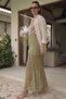 Women's Green Guipure Lace Long Skirt with Mini Lining, Maxi Length - 4