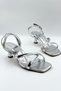 Lily Women's Low Heel Shoes Sandals Evening Dress Wedding Graduation Office Comfortable Stylish Shoes Silver - 6