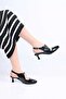 Laceless Neolite Sole Genuine Leather Open Back Pointed Toe Thin Heeled Shoes 342-561 K - 2