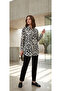 Women's Black and White Patterned Gold Buttoned Shirt - Tunic - 2