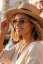 Women's Oval Bal Nude Uv400 Protected Gradient Glass Sunglasses 23037-1 C4 - 3