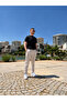 Black Men's Polo Collar Buttoned Short Sleeve T-Shirt - 2