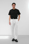 Men's White Relaxed Fit Elastic Waist Drawstring Straight Leg Premium Linen Fabric Trousers - 4