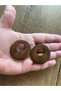 Wooden Carved Round Coffee Earrings - 4