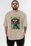 For Dog Lovers 33 Front Dog Print Beige Oversize T-Shirt 100% Cotton Unisex Dog Lover Premium Design - 2