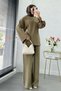 Premium Asymmetric Cut Modal Double Suit – Khaki - 5