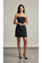 Extra Mini Pocket Cover Detailed Black Strapless Mini Dress - 3