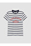 Lcw Vision Navy Blue Striped 100% Cotton Women's T-Shirt - 5