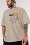 Gym Hub Oversize Front Printed Beige T-Shirt 100% Cotton Streetwear Premium Comfortable Fit - 3