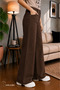 Brown Color High Waist Women's Palazzo Denim Pants – Stretch Denim Fabric, Straight Loose Fit, Modern Jean - 4