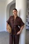 Front Zippered Tensel Premium Suit - Brown - 2