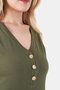 40211 Khaki Button Detail Midi Length Sleeveless Knitted Dress - 4