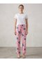 Pink Stitch Printed Wide-Leg Cotton Pajama Bottoms