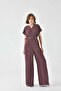 Women's Comfortable Fit Belted Jumpsuit Brown 30724 - 4