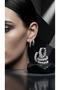 316L Steel Silver Color 6-Piece Women's Earring Set with Zircon Stone Hoop Model - 5