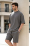 Men's Basic Oversize Short Sleeve Top and Shorts Comfortable Cut Two-Piece Set - 3