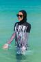 Full Covered Hijab Swimsuit Set Geometric Patterned Color Block 4 Piece - M2302 - 6
