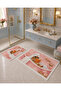 Pink Dog Patterned Non-Slip Base Bath Mat Set of 2 Cute Children's Bath Rugs